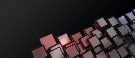 3d render realistic box primitives composition. Flying shapes in motion isolated on white background. Abstract theme for trendy designs.の写真素材