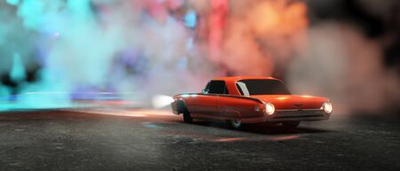 3d render realistic red 1974 Ford Falcon, ford classic wallpapper trendy car wallpapperの写真素材