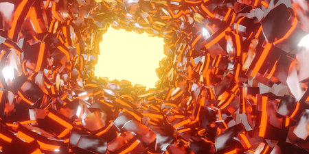 3d render realistic orange light space composition. Abstract theme for trendy designs.