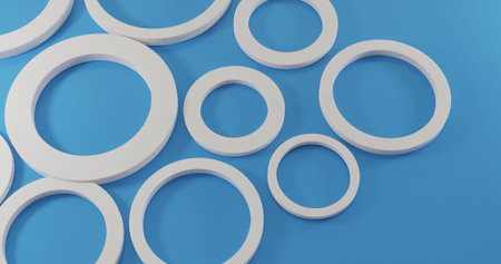 3d render realistic blue circle object composition. Abstract theme for trendy designs.