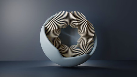 3d rendering of abstract composition. Minimal geometric shapes composition with empty space.