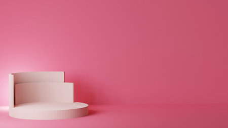 Minimalist scene with podium for product presentation. 3D renderingの写真素材