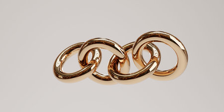 3d render of golden rings on a white background. 3d illustration
