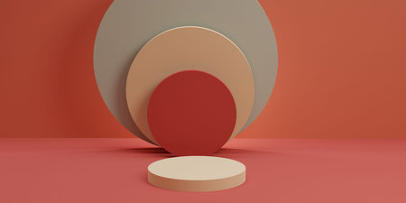 3d render of abstract geometric forms. Minimal scene with podiums.
