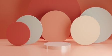 3d rendering of minimal geometric forms. Glossy podium for your design.の写真素材