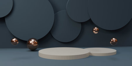 3d render of abstract minimal geometric forms. Glossy luxury podium for your design.の写真素材
