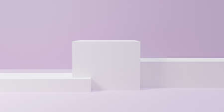Mockup podium for product presentation, winner podium, white block podium soft background, 3d render, 3d illustrationの写真素材