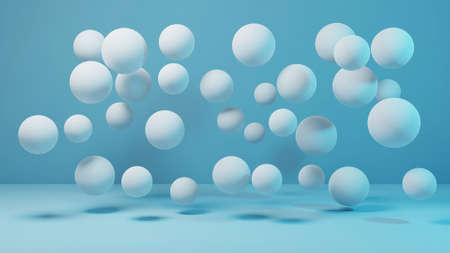 White cylinder display on soft blueの写真素材