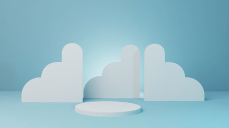 mockup white cylinder display with multiple abstract background 3d illustration