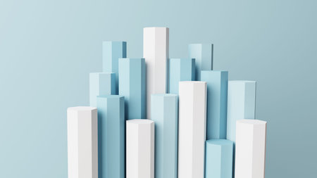 mockup multiple pentagonal display with soft blue abstract background 3d illustration