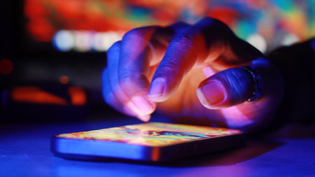 closeup touch phone with gel color