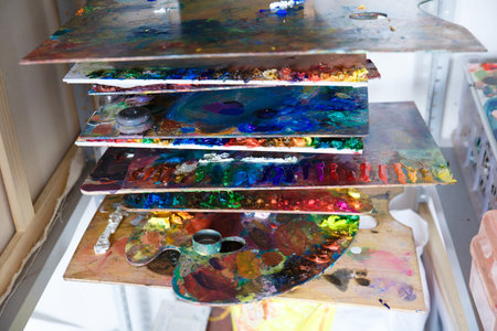 Colored paint on the art palette