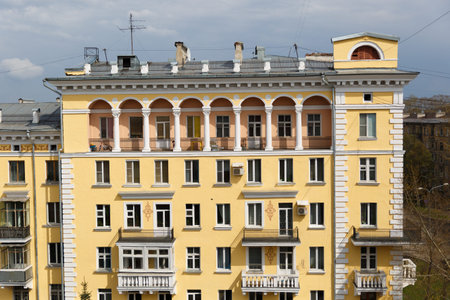 multi-storey building of yellow colorの写真素材
