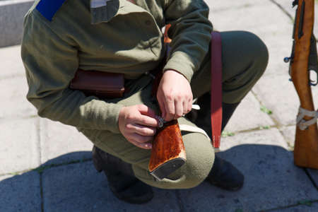 Uniforms and weapons of Russian soldiers during the first world war.の写真素材