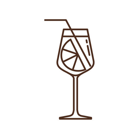 Vector icon of cocktail glass with straw. Cocktail glass isolated on white background. Vector illustration.のイラスト素材