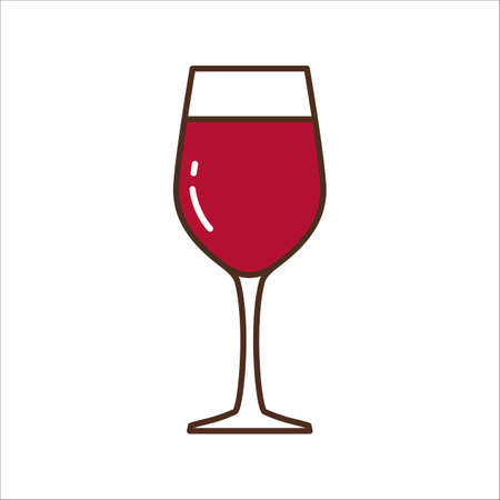 Vector icon of a glass of red wine.のイラスト素材