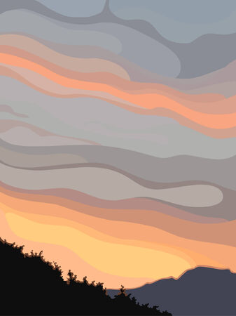 Background gray-orange sky at sunsetのイラスト素材