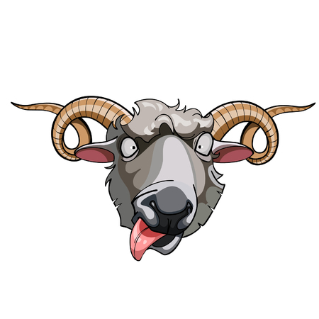 cartoon head horned sheepのイラスト素材