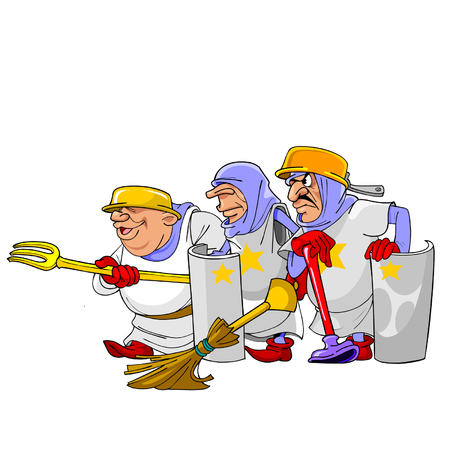 funny cartoon knightsのイラスト素材