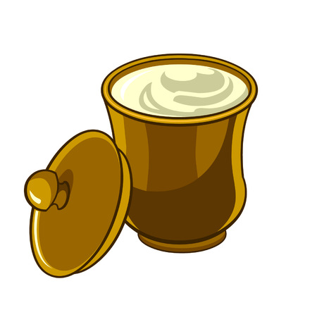 Jug with lid with sour creamのイラスト素材