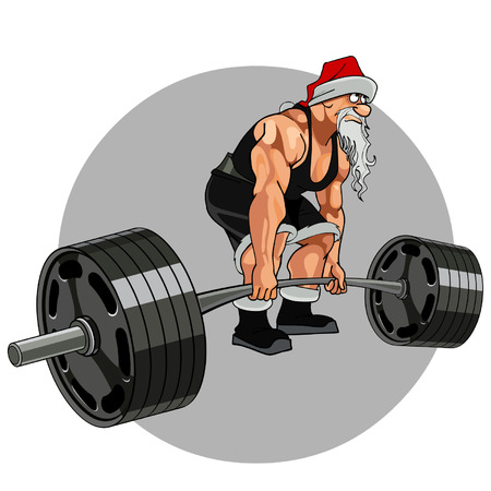 Santa Claus athlete with a barbellのイラスト素材