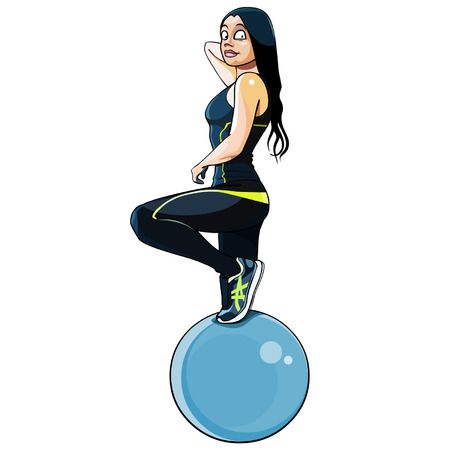 woman in fitness clothing with a large ballのイラスト素材