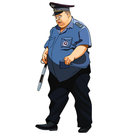 fat man in a police uniform traffic policeのイラスト素材