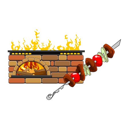 fireplace and barbecueのイラスト素材