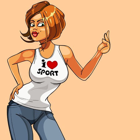 cartoon beautiful girl fitnessのイラスト素材