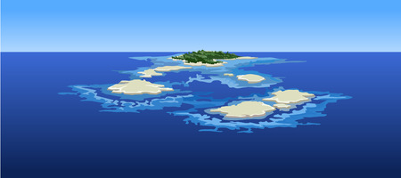 cartoon islands in the ocean, the view from the topのイラスト素材