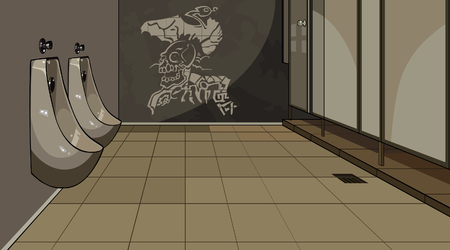 Interior male toilet with urinalsのイラスト素材