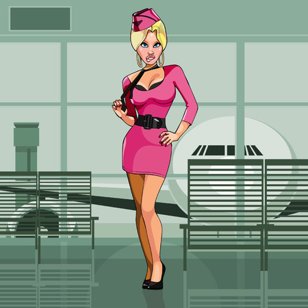 seduces woman stewardess at the airportのイラスト素材