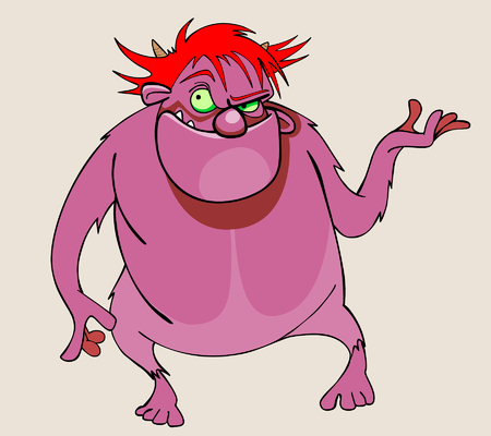 cartoon character pink scary beastのイラスト素材