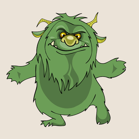 cartoon green shaggy beastのイラスト素材