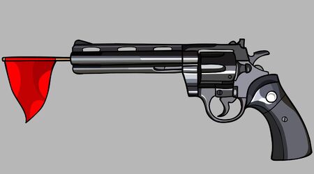 revolver with a red flagのイラスト素材