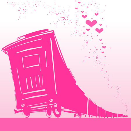 pink cartoon train rushesのイラスト素材