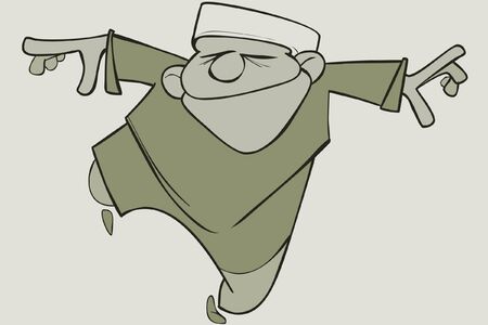 cartoon dancing man on one legのイラスト素材