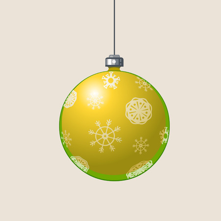Yellow Christmas ball with a patternのイラスト素材