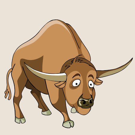 cartoon wondering horned bullのイラスト素材
