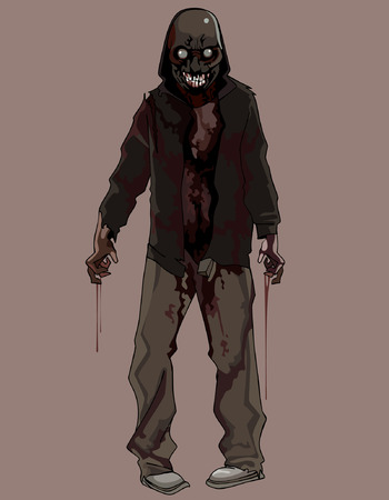 cartoon terrible bloody zombieのイラスト素材