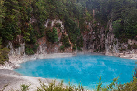 Geothermal activity in a valleyの写真素材