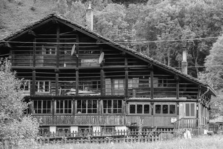 Old House in Alagna Valsesia, Piedmont, Italyの写真素材