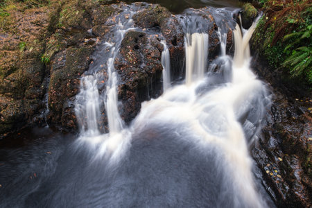Waterfall at Glenariff Forest Park, Northern Ireland, UKの写真素材