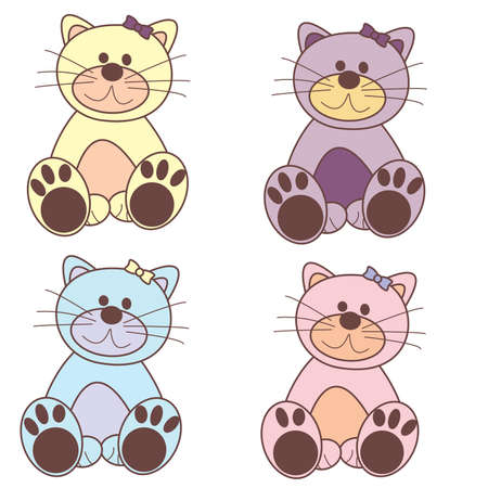 Set of colorful cartoon catsのイラスト素材