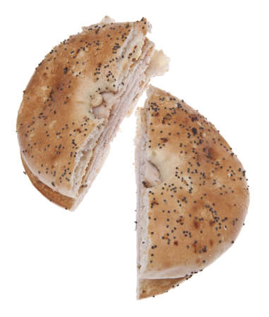 Turkey on an everything bagel sandwich.  Isolated on white with a clipping path.の写真素材