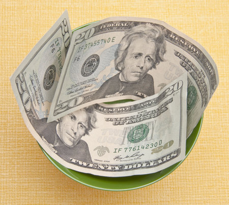 Money in a Bowl represents the cost of food.