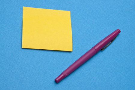 Brigth colors and office supplies for a vibrant modern office image.