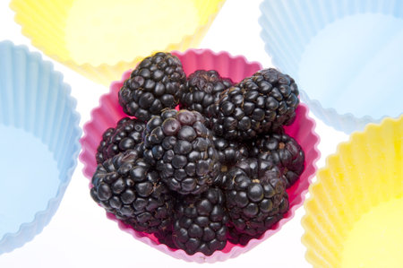 Fresh Healthy Blackberries  in a Vibrant Cup Isolated on White with a Clipping Path.