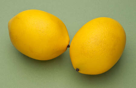 Lemons on a Sage Green Background.の写真素材