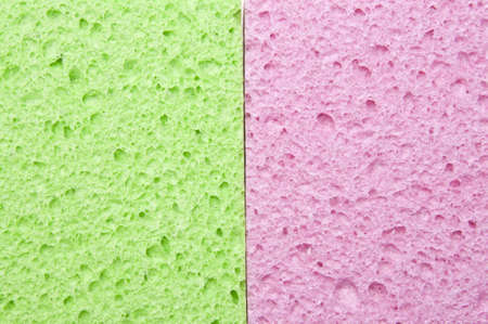 Green and Pink Sponges Showing Texture.の写真素材
